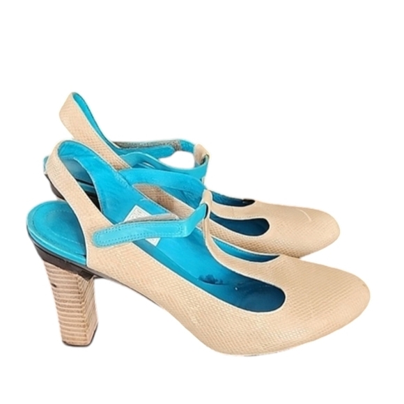 TSUBO Mary Jane T-strap Heels 40 9 Textured Slingback Industrial Retro Vintage - Picture 3 of 17